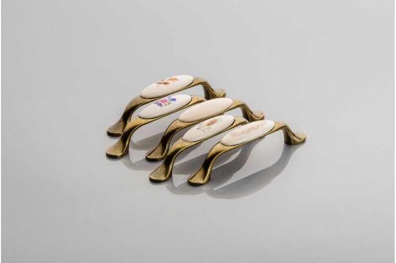 Porcelain handle 728-P C=96mm antique silver A-Blue Rose 1208965700