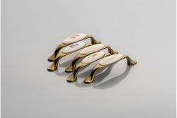 Porcelain handle 728P C=96mm antique brass R-pink flower 1208965704