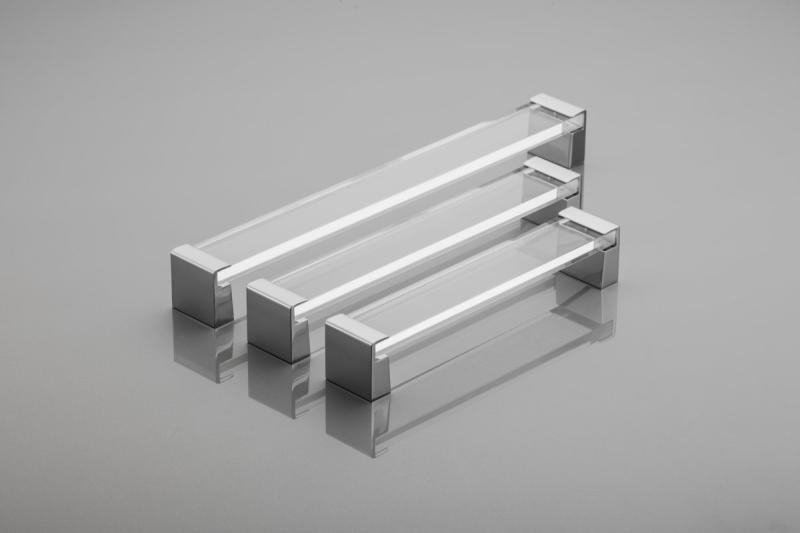 Zamak handle OLIVA C=256mm chrome feet + transparent acrylic 1208966158