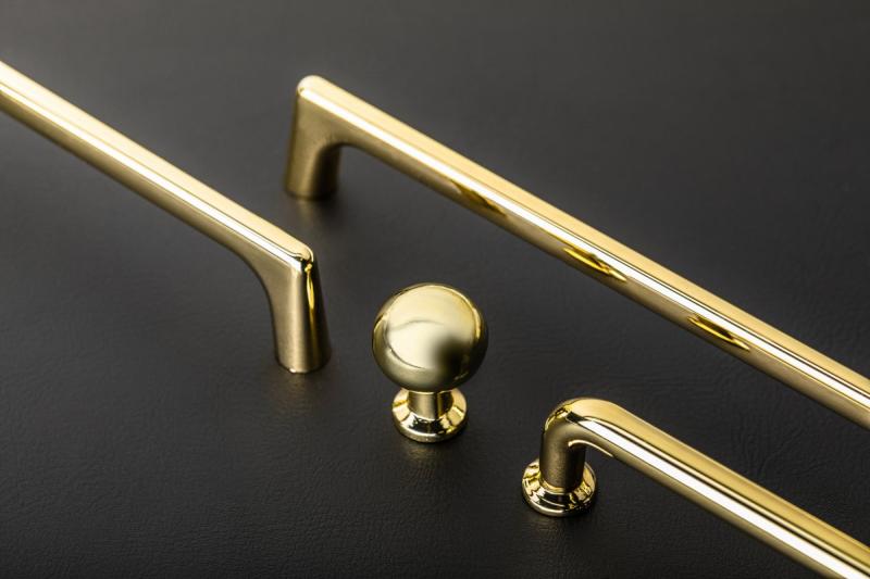 Zamak handle OCTAVIO C = 128 mm shiny gold 1208966160