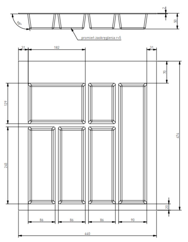 Decor Cutle Bestekbakken Inzet voor Keukenlade 500 Wit 1208966375