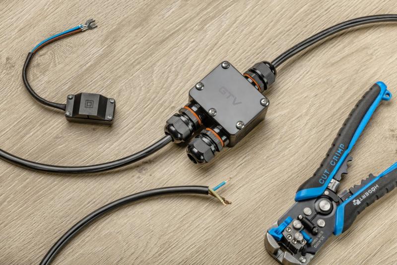 Waterproof T-piece for electrical cables, IP68 1208966541