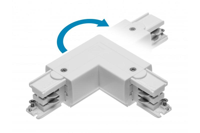 L 90° Adjustable Connector for X-RAIL Three-Phase Busbar, 101x101mm, inner/outer, white 1208966586
