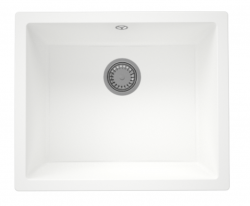 GraniteMy Universal granieten witte spoelbak 50x40 cm wit opbouw onderbouw en vlakinbouw met rvs plug 1208966881