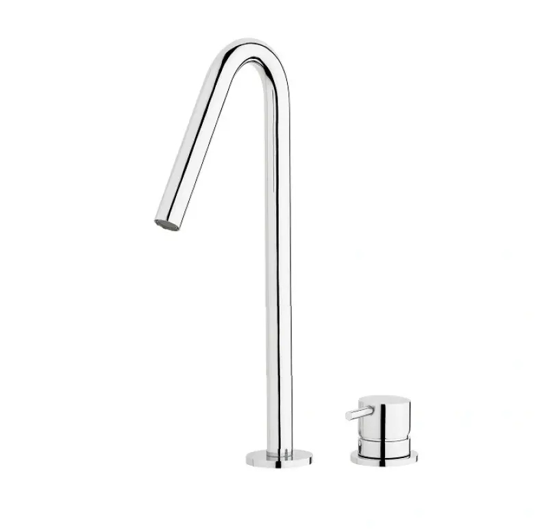 Waterevolution Flow 2-gats wastafelkraan licht goud met hoge V 120mm uitloop T1122VWGE