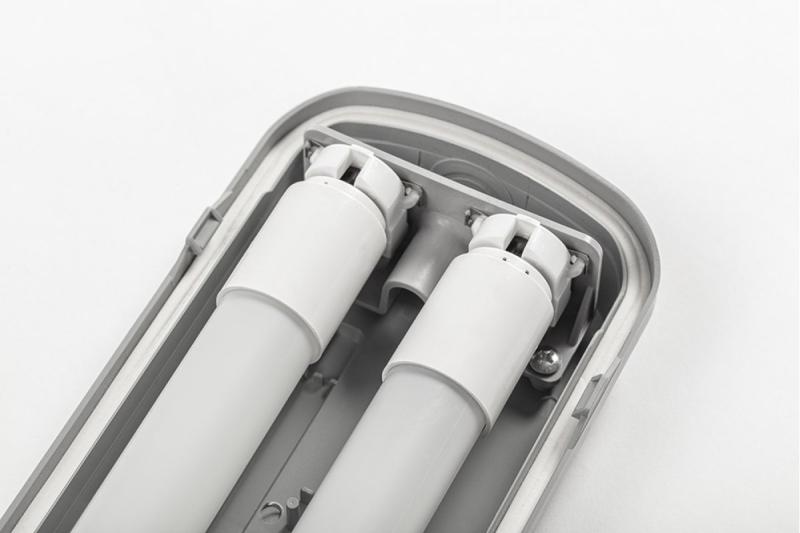 G-TECH Hermetic luminaire, G13, 2xT8 LED 18W, 3600lm, AC220-240V, 50/60Hz, IP65, ABS/PS,120cm,grey 1208966954