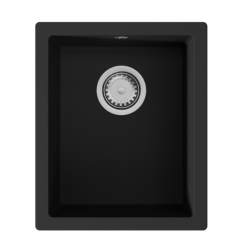 GraniteMy Universal granieten zwarte spoelbak 34x40 cm zwart opbouw onderbouw en vlakinbouw met rvs plug 1208967106