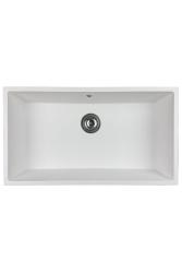 GraniteMy Universal granieten grote witte spoelbak 74x40 cm wit opbouw onderbouw en vlakinbouw met rvs plug 1208967111