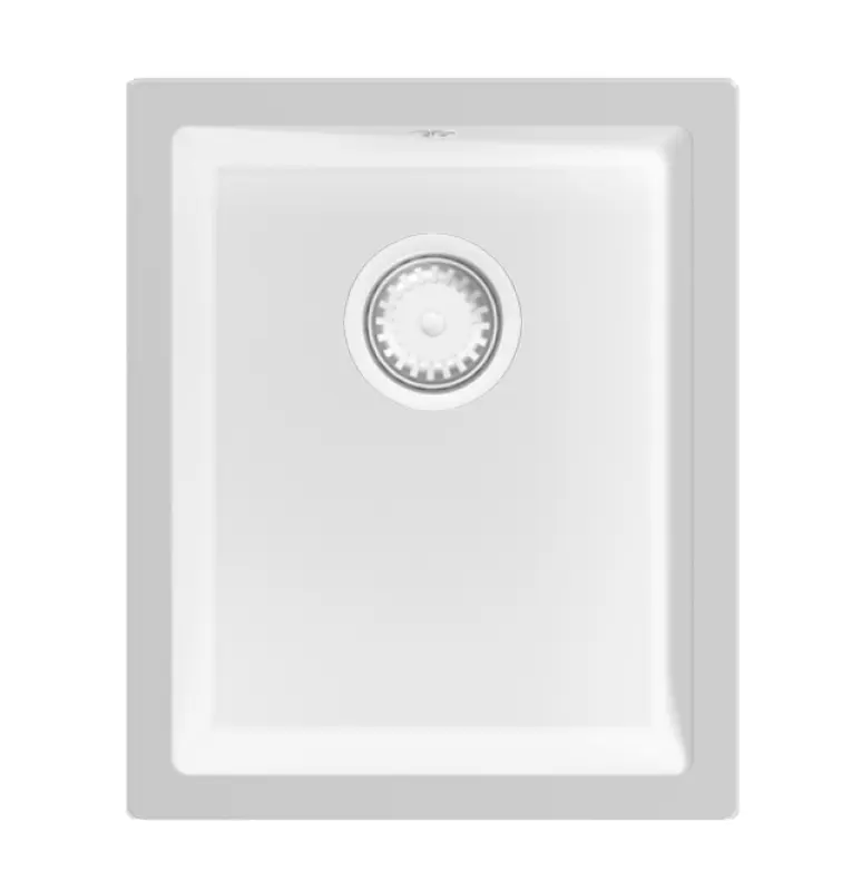 GraniteMy Universal granieten witte spoelbak 34x40 cm wit opbouw onderbouw en vlakinbouw met witte plug 1208967146