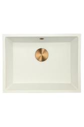 GraniteMy Universal granieten witte spoelbak 55x40 cm wit opbouw onderbouw en vlakinbouw met koperen plug 1208967156