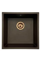 GraniteMy Universal granieten café spoelbak 40x40 cm opbouw, onderbouw en vlakinbouw met koperen plug 1208967217