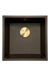 GraniteMy Universal granieten café spoelbak 40x40 cm opbouw, onderbouw en vlakinbouw met koperen plug 1208967217