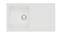 GraniteMy Vesi granieten opbouw witte spoelbak 86x50cm met afdruip omkeerbaar met rvs plug 1208967291