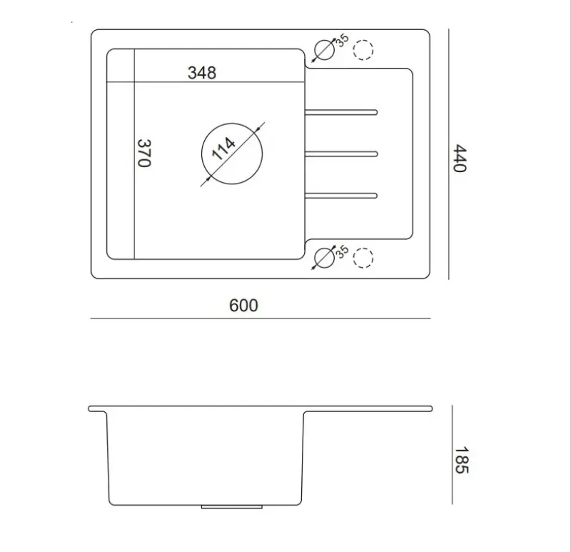 Quadri Kendal beige zand graniet spoelbak met afdruipgedeelte 60x44cm omkeerbaar 1208967402