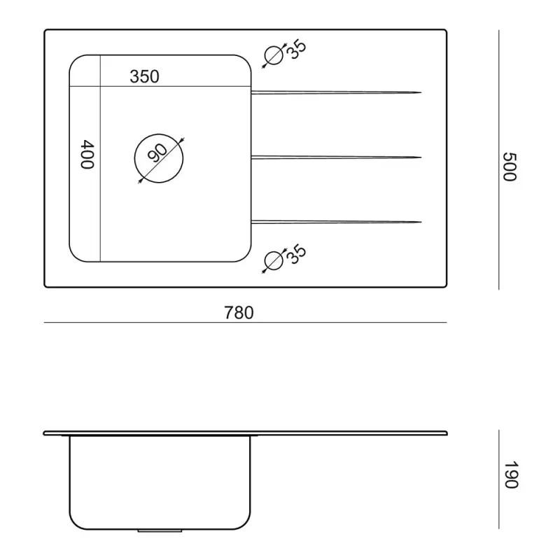 Quadri Glazz opbouw gouden spoelbak met zwarte glazen afdruipgedeelte 78x50 omkeerbaar 1208967407