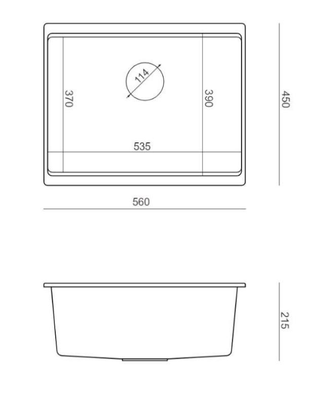 Quadri Newport II witte graniet onderbouw spoelbak wit 560x450mm met gouden plug1208967451
