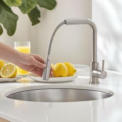 Pure.Sink Elite Steel Spark-S keukenkraan RVS met uittrekbare uitloop PS8041-02