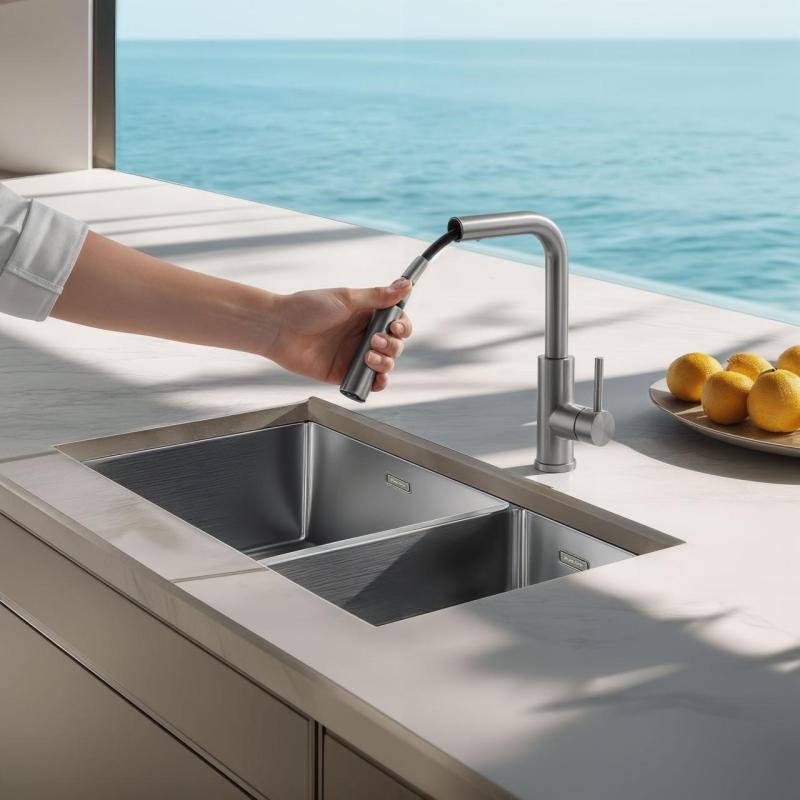 Pure.Sink Elite Steel Spark-S keukenkraan RVS met uittrekbare uitloop PS8041-02
