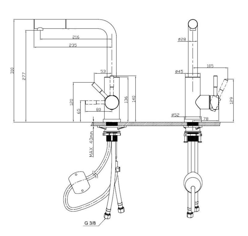 Pure.Sink Elite Steel Spark-S keukenkraan PVD Gun metal met uittrekbare uitloop PS8041-61