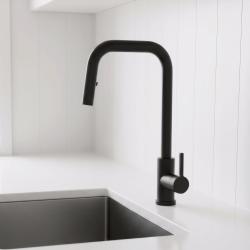 Pure.Sink Elite Steel Crystal-S keukenkraan Matzwart met uittrekbare uitloop PS8050-10
