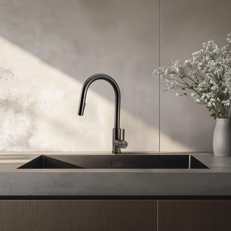 Pure.Sink Elite Steel Stream-S keukenkraan PVD Gun metal met uittrekbare uitloop PS8045-61