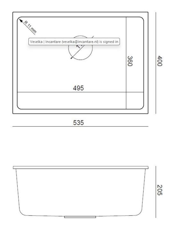 Quadri Elston Antraciet Granieten Onderbouw Spoelbak 495x360mm met RVS Plug 1208967659