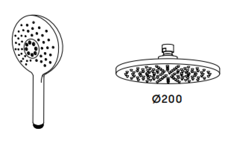 Waterevolution Flow thermostatische douchecombinatie met regendouche chroom 200mm rond T141TNR01