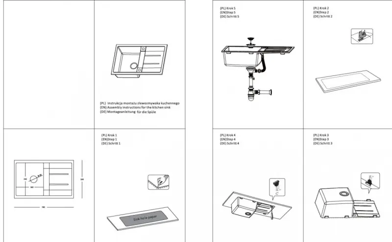 Quadri Sheffield Grijze Granieten Opbouw Spoelbak 78x50cm met Afdruipgedeelte en Gouden Plug - 1208967764