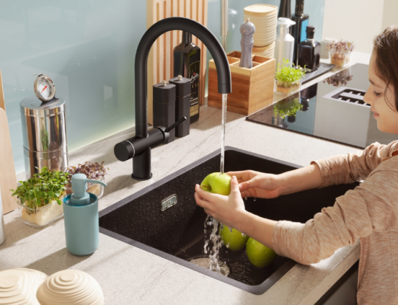 Franke Maris water hub 7L boiler 3-1 met Touch electronische kokend water kraan mat zwart met waterhub bypass 1208967856