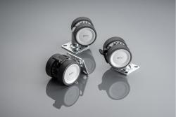 Furniture roller GTV CIRCO, H=61,5 mm, fi50 mm, braked, plastic + steel, grey + light grey