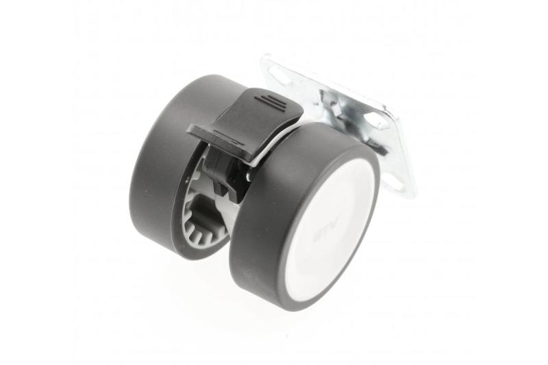 Furniture roller GTV CIRCO, H=61,5 mm, fi50 mm, braked, plastic + steel, grey + light grey