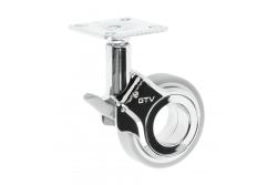 Furniture roller GTV GIRA, H=94 mm, dia60 mm, braked, plastic + steel, chrome plated + grey matt