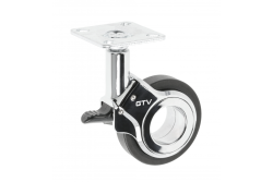 Furniture roller GTV GIRA, H=94 mm, dia60 mm, braked, plastic + steel, black + chrome