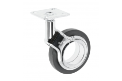 Furniture roller GTV GIRA, H=107 mm, fi75 mm, without brake, plastic + steel, black + chrome
