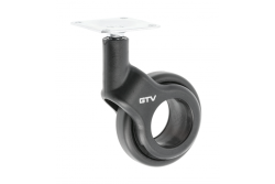 Furniture roll GTV STRADA, H=92,5 mm, dia60 mm, without brake, plastic + steel, black