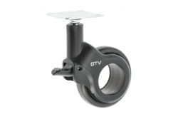 Furniture roller GTV STRADA, H=92,5 mm, dia60 mm, braked, plastic + steel, black