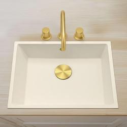 Waterevolution Flow 3-gats haakse keukenmengkraan met draaibare uitloop en gefilterd water aansluiting light gold T152HWGE