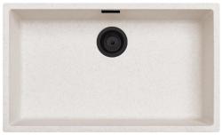 Zand Wit Grote Spoelbak 70x40 cm Onderbouw, Opbouw en Vlakinbouw met Mat Zwart Plug 1208970525