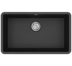 AquaGranite Modulo R19 grote granieten zwarte spoelbak 76x43 cm onderbouw en opbouw met rvs plug 1208970688