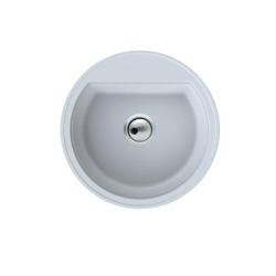 Dura Stretto Witte Quartz Ronde Spoelbak Opbouw 51 cm met RVS Plug en 1 Kraangat 1208970691