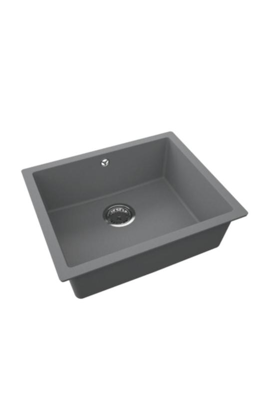 GraniteMy Universal Granieten Grijs, donker Spoelbak 50x40 cm Opbouw, Onderbouw en Vlakinbouw met RVS Plug 1208970744