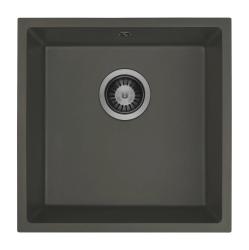 GraniteMy Universal Granieten Grijs, donker Spoelbak 40x40 cm Opbouw, Onderbouw en Vlakinbouw met Gun metal Plug 1208970746