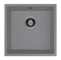 GraniteMy Universal Granieten Grijs Spoelbak 40x40 cm Opbouw, Onderbouw en Vlakinbouw met Gun metal Plug 1208970750