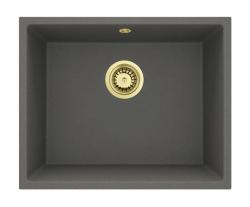 GraniteMy Universal Granieten Grijs, donker Spoelbak 50x40 cm Opbouw, Onderbouw en Vlakinbouw met Gouden Plug 1208970756