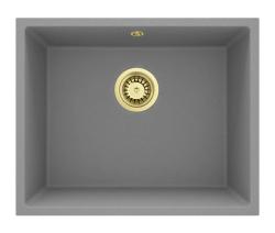 GraniteMy Universal Granieten Grijs Spoelbak 50x40 cm Opbouw, Onderbouw en Vlakinbouw met Gouden Plug 1208970760