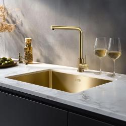 Pure.Sink Prestige  Combinatieset Gouden spoelbak 50x40 cm met Gouden Keukenkraan 1208970764