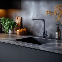 Zwarte Combinatieset Spoelbak 50x40cm met Zwarte Keukenkraan 1208970765