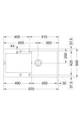 Franke Maris MRG 611-97 Fragranite Mat Zwart Spoelbak 97 x 50 cm Opbouw met Afdruipgedeelte 114.0628.967