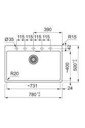 Franke Maris MRG 610-70 TL Fragranite Mat Zwart Spoelbak 78 x 50 cm Opbouw met Kraangatbank 114.0668.727