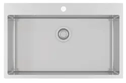 OUTLET Schade bak! Ausmann Oder Blue grote rvs spoelbak 79x50cm vlakbouw en opbouw met kraangatbank 1208970792